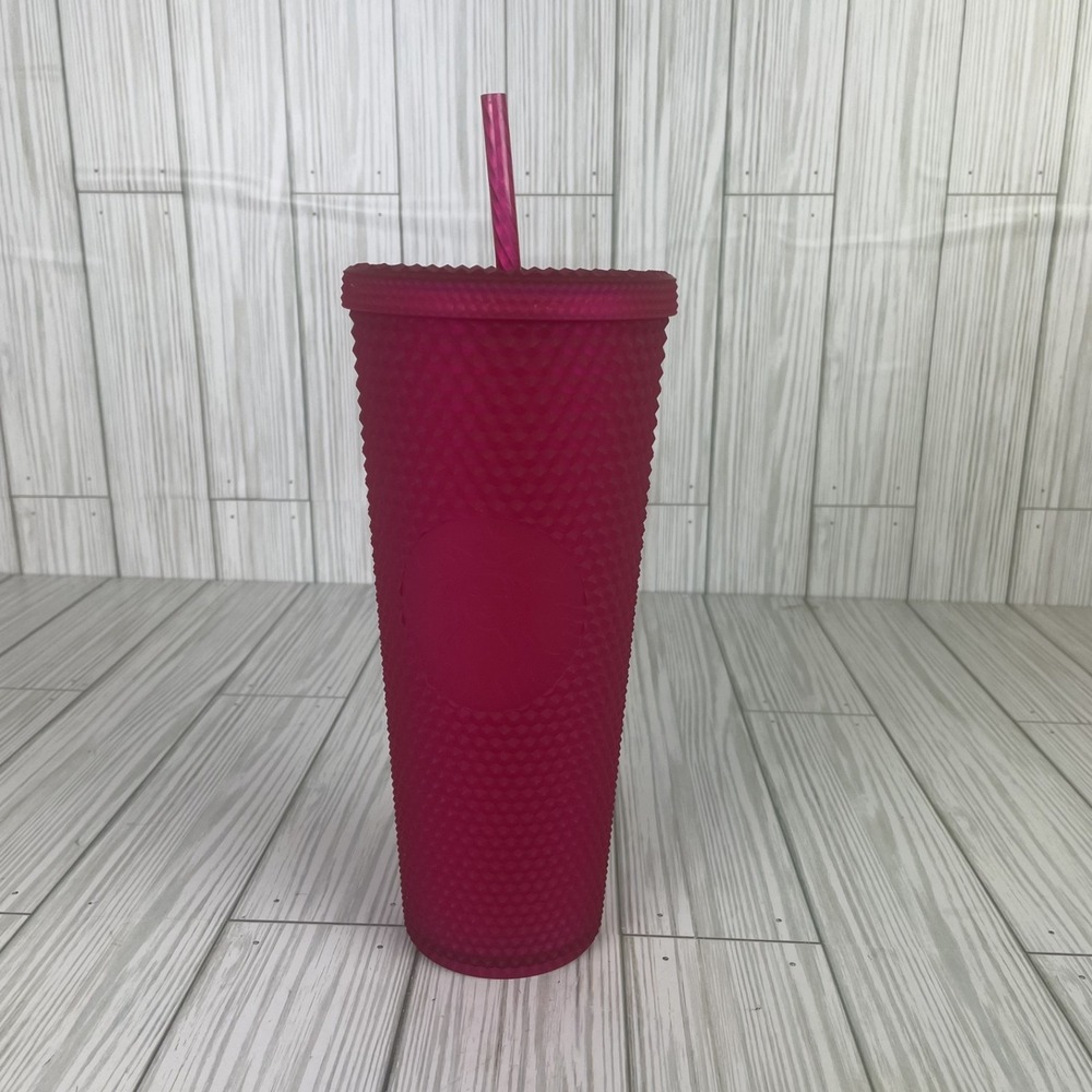 Starbucks Hot Pink Soft Touch Studded Tumbler‎ Venti 24Oz Cold Cup 2023